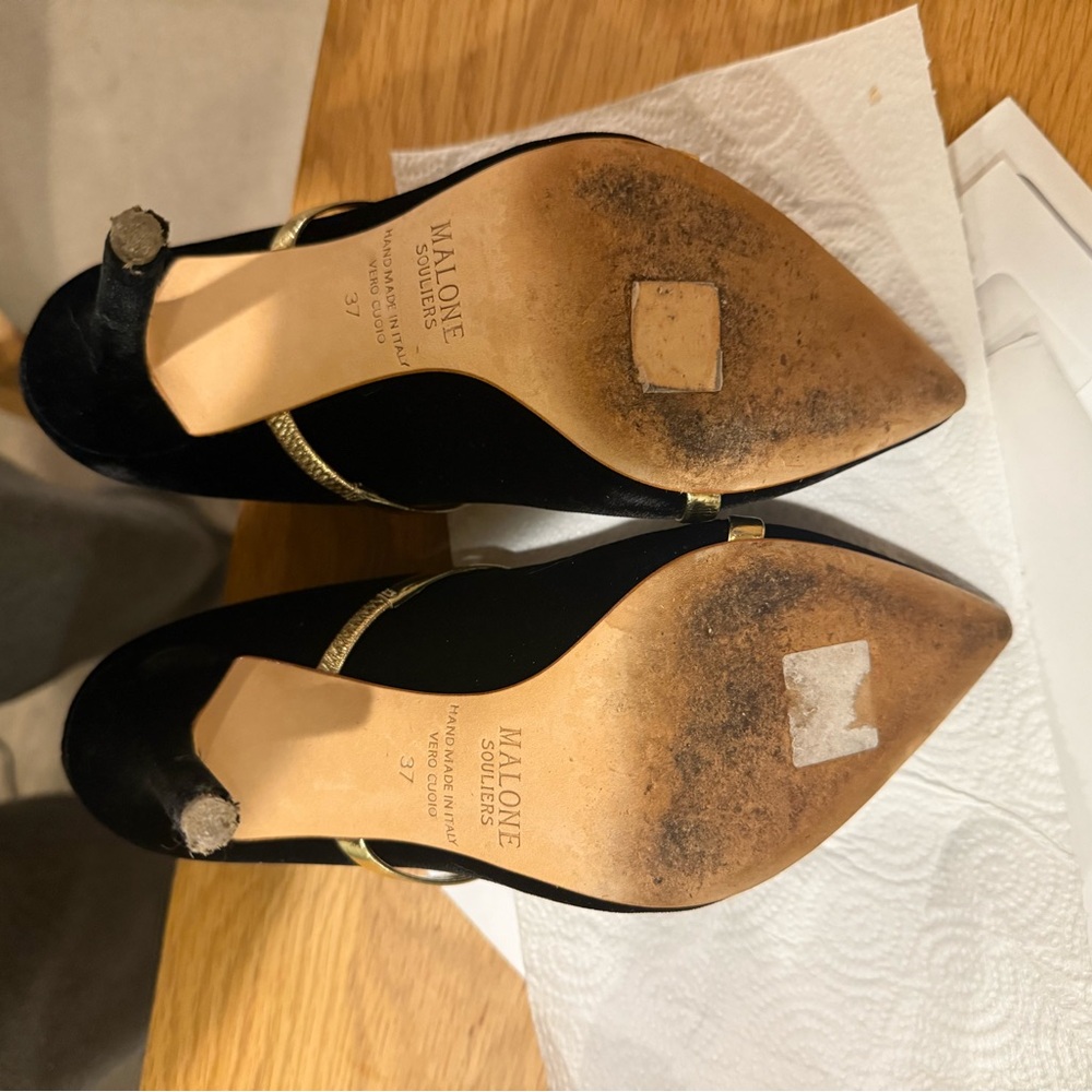 Malone Souliers Maureen Pumps 100mm in black and gold size 37 - Picture 6 of 6